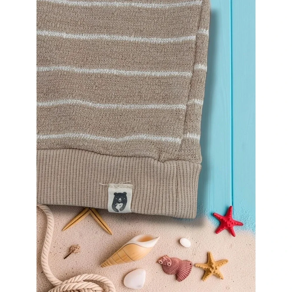 Rabbit Bear Organic Sunny Days Striped Terry Henley & Shorts Set 6-9M
